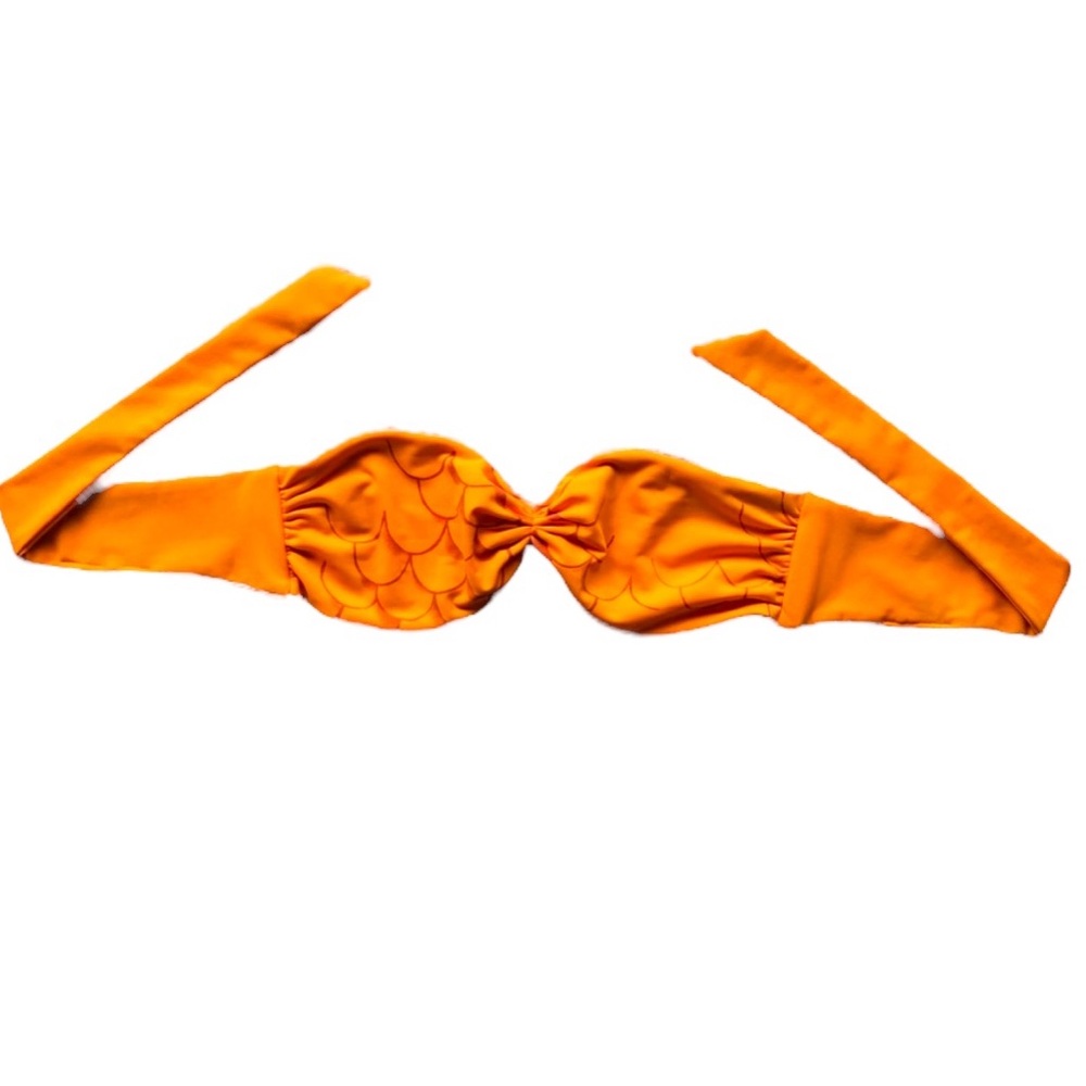 Orange Bandeau Bathing suit top Hand made on Maui Mermaid scale bandeau